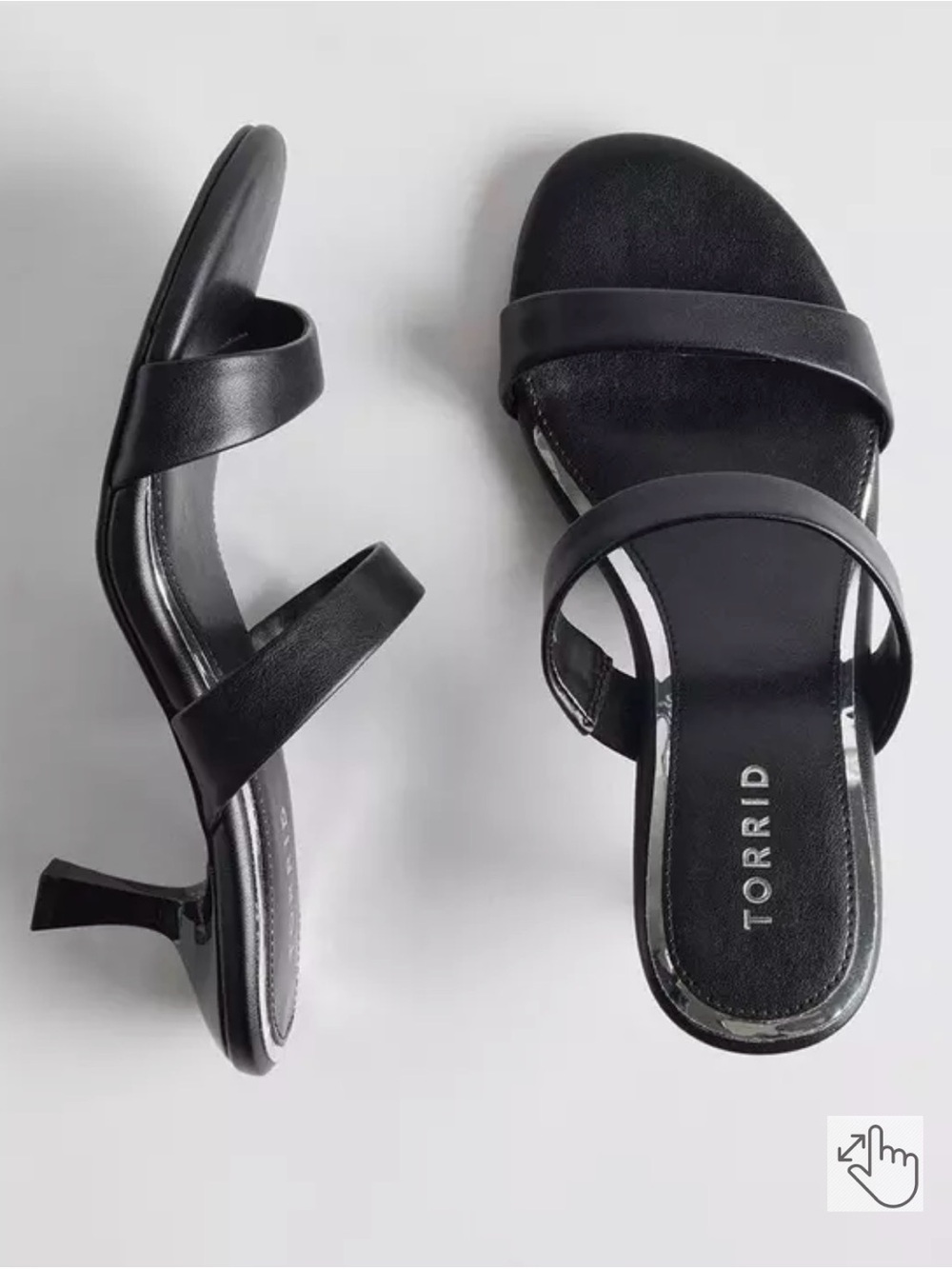 Torrid Black Double Strap Kitten Heel Sandals Size 9WW NWT
